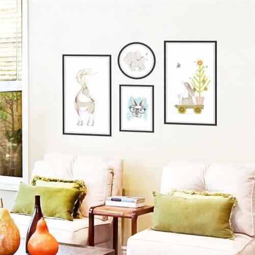 Funny Animals In Photo Frame Wall Art Sticker For Shop Cinema Office Living Room Home Decor Cartoon Safari Mural Pvc Decal