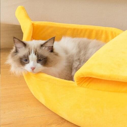 Funny Multicolor Banana Cat Bed House Cute Cozy Cat Mat Beds Portable Pet Basket Cushion Durable Kennel Warm Cats Dogs Supplies