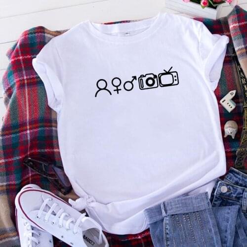 Person Camera TV T Shirts Women Cotton Summer Short Sleeve O-neck Tee Shirt Femme Casual Tshirt Women Tops Loose Camiseta Mujer