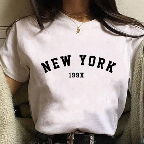 Women Classic letter T-shirt New York Letter Printing Harajuku tshirts Summer Simple white TEE For Lady Top Tee Hipster 2021