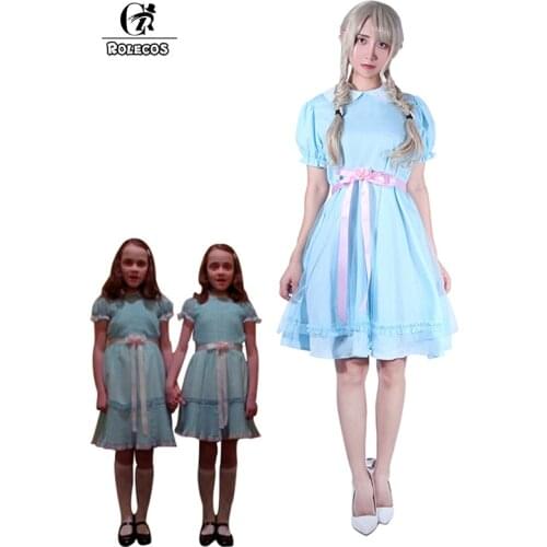 ROLECOS The Shining Twins Cosplay Costume Lolita Dress Halloween Costume for Women Sweet Girl Dress Blue Victorian Dress