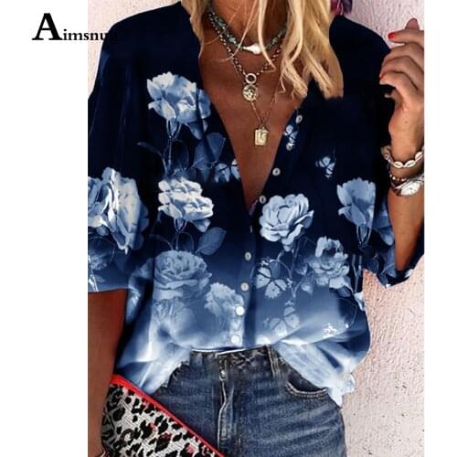 2021 Plus Size 5xl Ladies Elegant Leisure Casual Tops Women Single-breasted Long Sleeve Model Flower Print Female Shirt Blouse