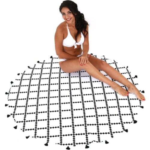 Womens White Round Beach Towel