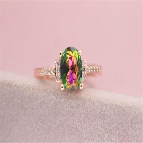 Adjustable size Engagement Wedding Rings Cubic Zirconia Rose CZ Stone Ring Jewelry Gift For Women anel Wholesale C01