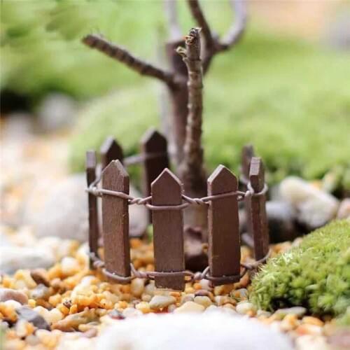 10pcs/Package Color Wooden Fences DIY Material Accessory Miniature Fairy Garden Decor Micro Landscape Cacti Plant Pot Decoration