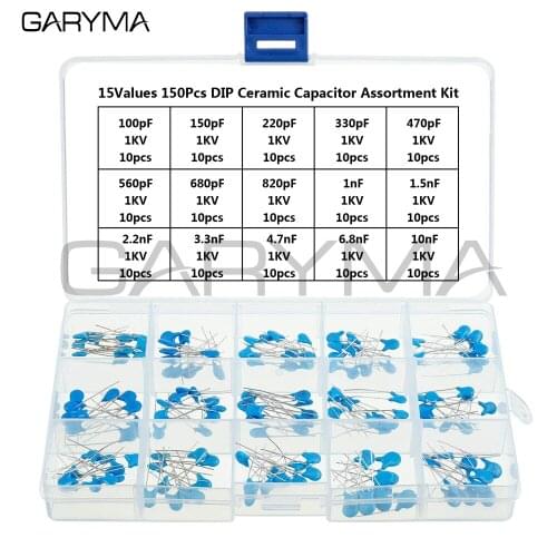 15Values 150Pcs 1KV 100pF-10nF High Voltage DIP Ceramic Capacitor Assortment Kit