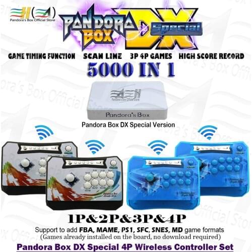 2021 Pandora Box DX Special Version 5000 in 1 4 Players Wireless Controllers Set Save game scan line 3D tekken Killer instinct