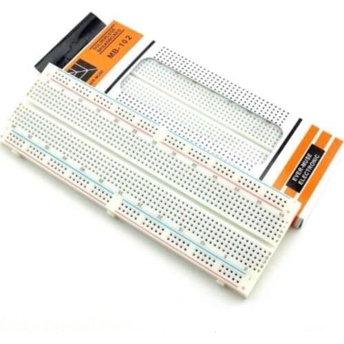 10pcs NEW MB-102 MB102 Breadboard 830 Point Solderless PCB Bread Board Test Develop DIY White/Transparent