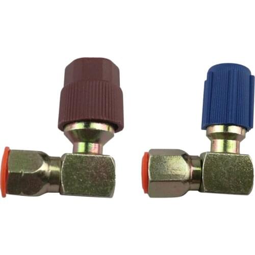90 Degree 3/8'' 7/16'' A/C Charging Port Adapter R12 to R134a Quick Disconnect
