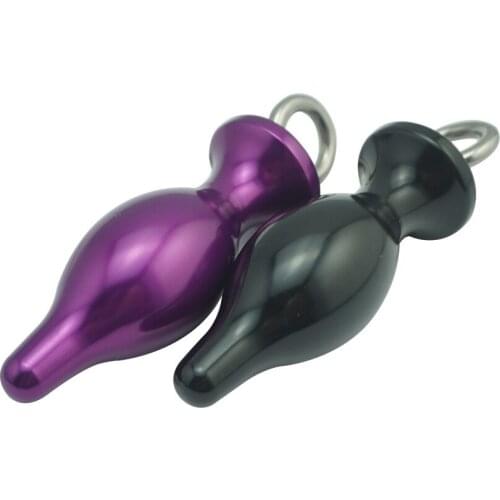 Small medium large size for choose metal anal beads butt plug with Pull ring black purple insert sex toys for man women couple