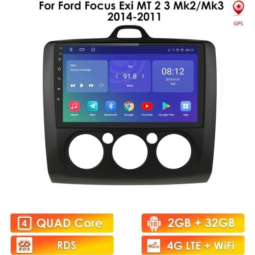 2 Din Android Car Radio for Ford Focus Exi MT Radio Mk2 MK3 2004-2011 9 Inch Stereo 4Core GPS USB Car Play Mirror Link Bluetooth