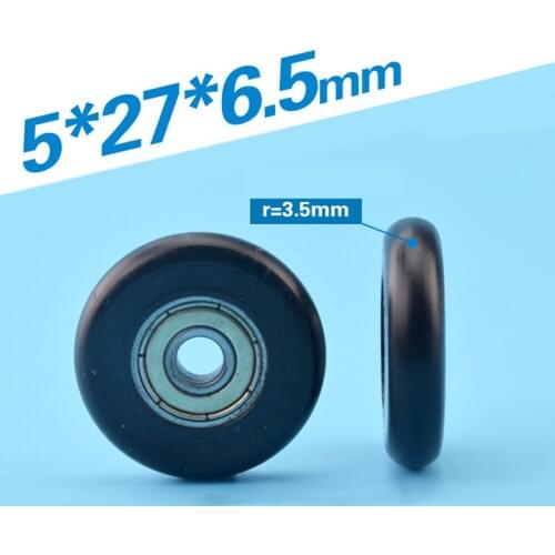 Free Shipping 5*27*6.5 POM coated aluminium glass door roller wheel cabinet wheel pulley SLIDING BEARING ROLLER