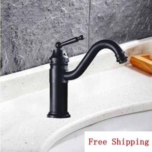 Bathroom Oil Rubbed Bronze sink basin faucet black, Copper wash basin faucet cold and hot, Antique basin faucet mixer pull out
