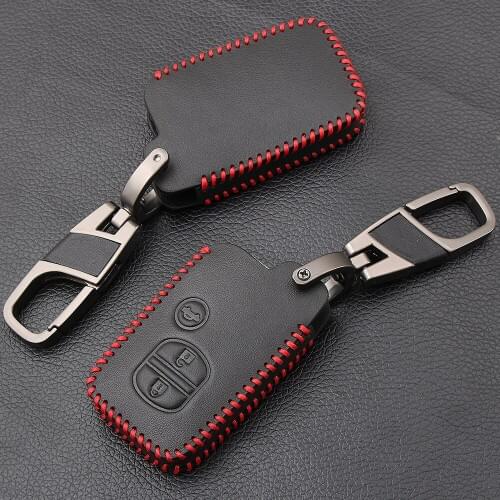 Genuine Leather car Key Cover For Toyota Camry Highlander Crown Prado Land Cruiser Vitz Prius Intelligent Key Case Protector Bag