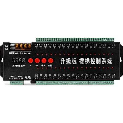 DC5V-24V 36CH Human Body Sensor Smart Stair Light Controller Support 800pixels Digital Strip Automated Control Switch