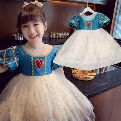 Fancy Princess Costume Lantern Sleeve Kids Dresses for Girls Children Birthday Party Toddler Girls Clothes Size 3-10 Years
