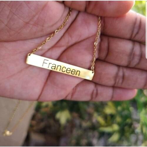 Engraved Bar Necklace Custom Coordinate Name Lucky Numbers Date Pendant For Men Women Personalized Stainless Steel Jewelry Gift