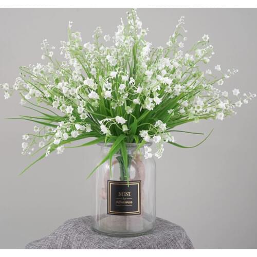 5 Forks Artificial Flower Valley Lily Green Plant for Home Room Party Hotel Table Decoration Simulation Wind Chime Orchid