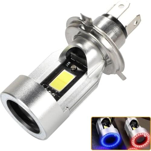 Motorcycle Headlight Bulbs H4 LED Hi Lo beam Moto HS1 LED Headlight Motorbike LEDs Lamps Bulbs 12V-80V 2000LM with Angel Eyes