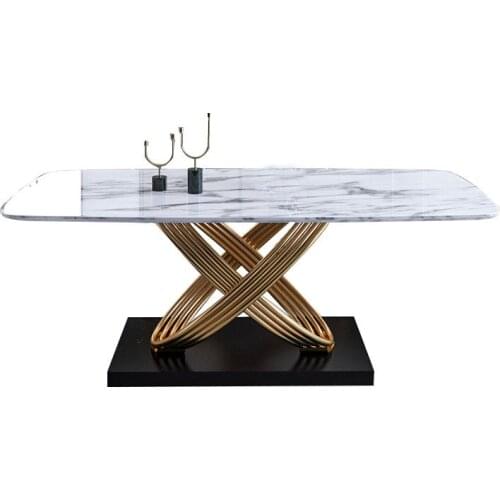 Light luxury marble countertop table and chair combination simple post-modern household rectangular rock board furniture
