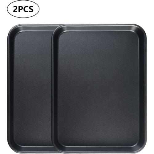 2PCS Bakeware Set Non-Stick Cookie Sheet Pan Carbon Steel Cake Pizza Oven Tray Square Plate Roasting Tin Baking Tools Bakeware