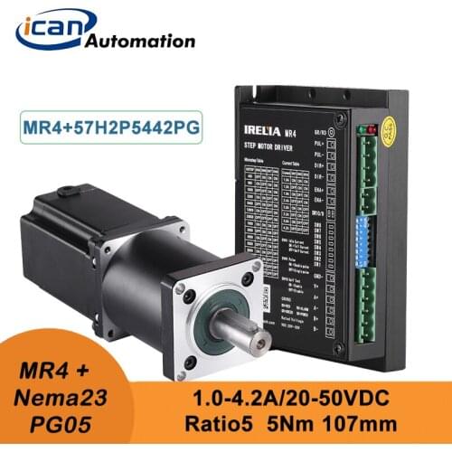 ICAN Geared Stepper Motor Driver Kit Nema23 Ratio5 5Nm 1.2A MR4 20-50VDC 1.0-4.2A Planetary Stepper Set