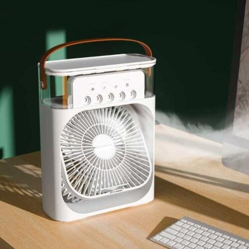 USB Small Desk Fan Portable Quiet Operation Desktop Air Cooler Cooling Water Mist Fan Table for Home Office Bedroom Mini Fans