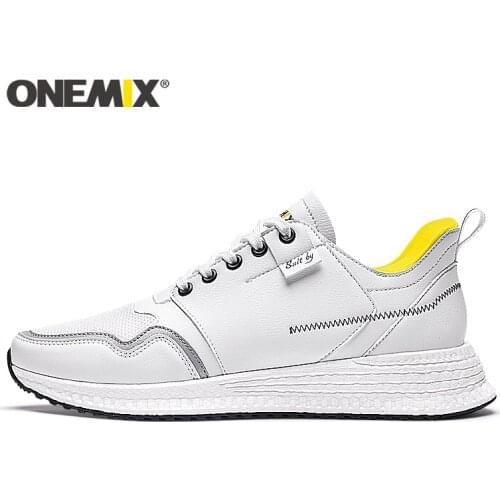 ONEMIX New Running Shoes Men Breathable Sport Shoes Men Leather Sneakers Men Outdoor Walking Shoes Men Light Jogging Shoes Men