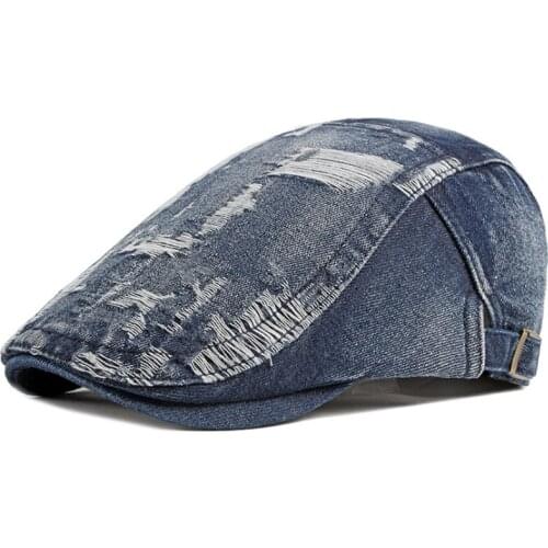 New Fashion Womens Cowboy Beret Summer Mens Outdoor Adjustable Washed Caps Pure Color Cotton Breathable Sun Hats For Wholesale