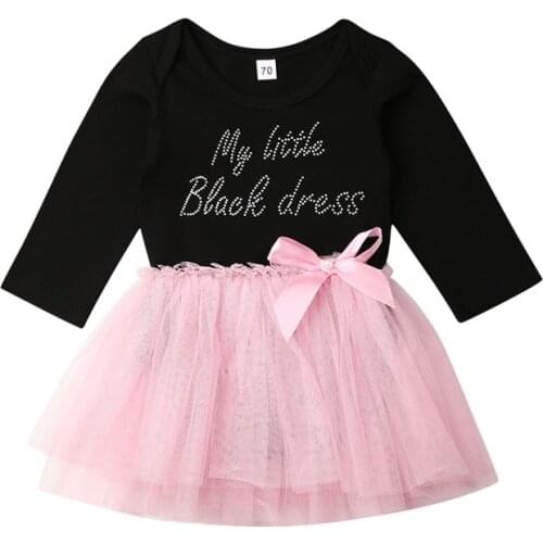 Newborn Baby Girls clothes Tulle letter print bow cotton autumn Bodysuit round neck long sleeve kids Toddler Jumpsuit one pieces