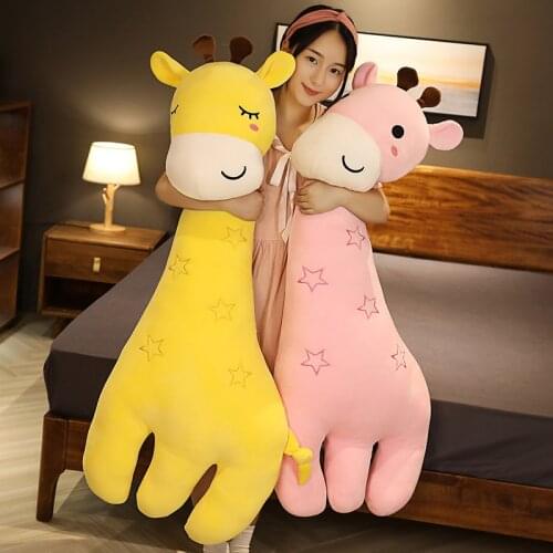 70/100cm Huge Cute Deer Plush Toys Soft Stuffed Giraffe Long Sleeping Boyfriend Pillow Kids Baby Appease Doll Girls Kawaii Gift