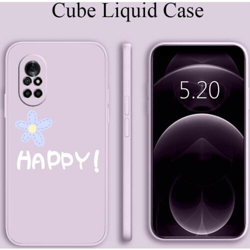 Blue Flower Shockproof Liquid Silicone Case For Huawei Nova 8 7 Pro SE 6 SE 5 Pro 5Z 5I 5Ipro 5T 4 4E Phone Back Cover Case