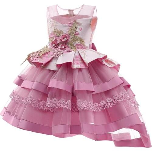 Girls Pageant Dresses with Appliques Puffy Ballgown Tiered Flower Girl Dresses For Teens Formal Holy Communion Gown