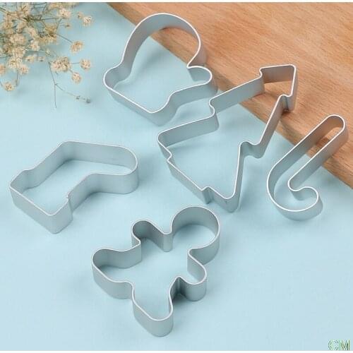5pcs/set Christmas Cookie Cutter Tools Aluminium Alloy Gingerbread Men Shaped Holiday Biscuit Mold Kitchen cake Decorating Tools