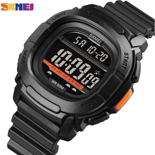 SKMEI Dual Time Watch Sport Watches Mens Chrono Countdown Digital Men Wristwatches PU Leather LED Backlight Hour Montre Homme