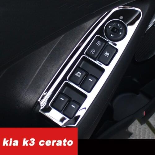 Lsrtw2017 Stainless Steel Car Window Lifter Control Panel Trims for Kia K3 Cerato 2012 2013 2014 2015 2016 2017 2018 Accessories
