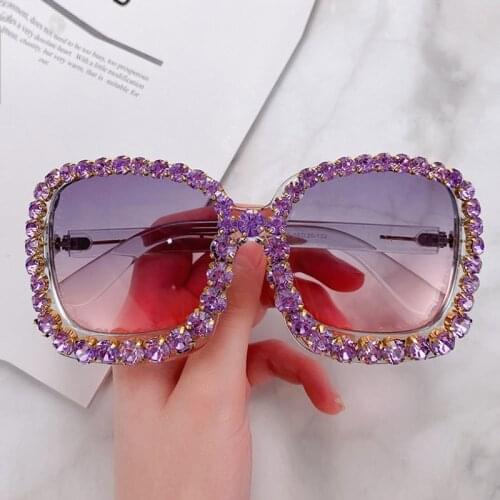 Rhinestone Cat Eye Sunglasses Women Luxury Brand Grey Pink Glasses Metal Jewel Diamond Square Sun glasses Vintage Shades Oculos