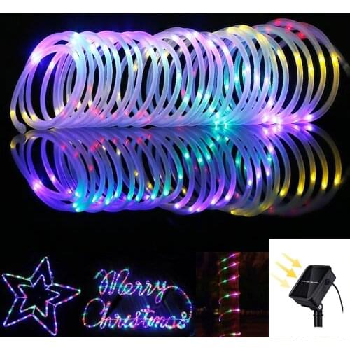 50/100/200LED Solar Light Outdoor Hose Fairy String Lights Waterproof For Decorated Holiday Party Wedding Christmas Garden Light