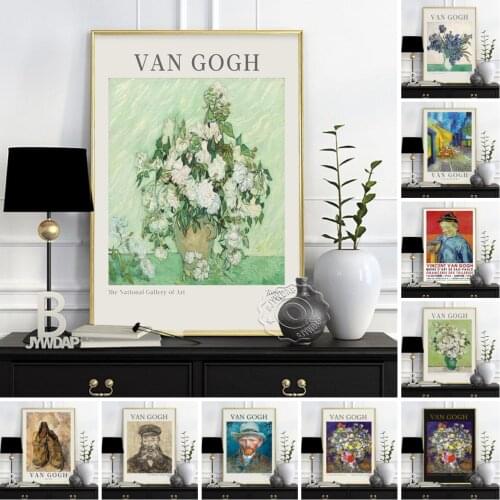 Vincent Van Gogh Still Life Museum Exhibition Poster, Van Gogh Vase With Pink Roses Wall Art, Expressionism Vintage Home Decor