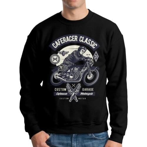 Cafe Racer Funny Men Hoodies Sweatshirt Long Sleeve Car-styling 100% Cotton Pullovers Apparel