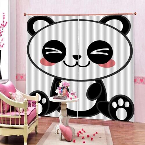 Cartoon Cute Panda Shower Curtain Printed Cartoon Pattern For Childrens room Home Drapes Custom any size