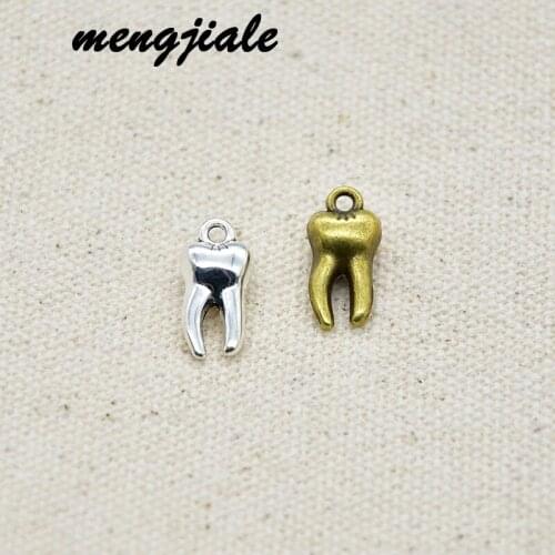 16PCS Wholesale Vintage Metal 3D Zombie Tooth Teeth Molar Charms For Jewelry Findings Supplies