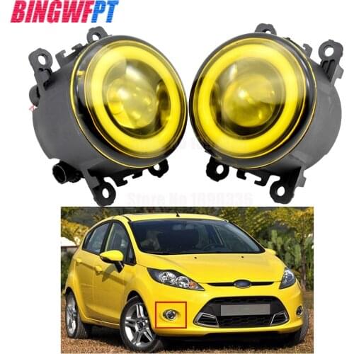 2pcs/pair H11 90mm LED Fog Lamp Assembly Angel eyes For Ford Fiesta 2001-2015 For F-ORD FOCUS MK2 2004-2010