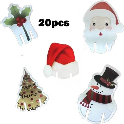 20Pcs Christmas Cup Card Christmas Decorations Santa Hat Wine Glass Decor Merry Christmas Ornament For New Year Party Supplies