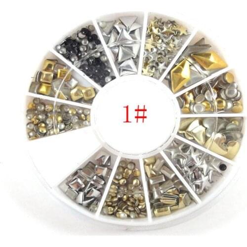 3 Colors Studs Rivet Nail Tips Golden Silver Black Metal Nail Art Tips Fashion Metallic Studs Stickers New Fashion, HKL11