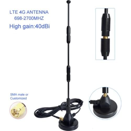 4G (698-2700mhz) LTE magnetic portable omnidirectional 40dBi antenna RG58 cable 3 m feeder SMA connector 1PCS