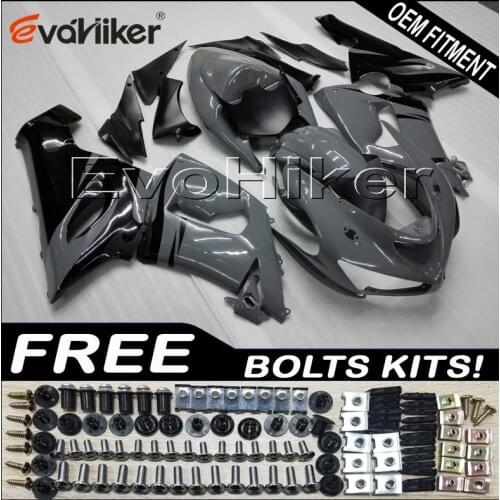 ABS Plastic Bodywork Set for ZX6R 2005 2006 ZX 6R 05 06 gray black ABS plastic motor panels kit