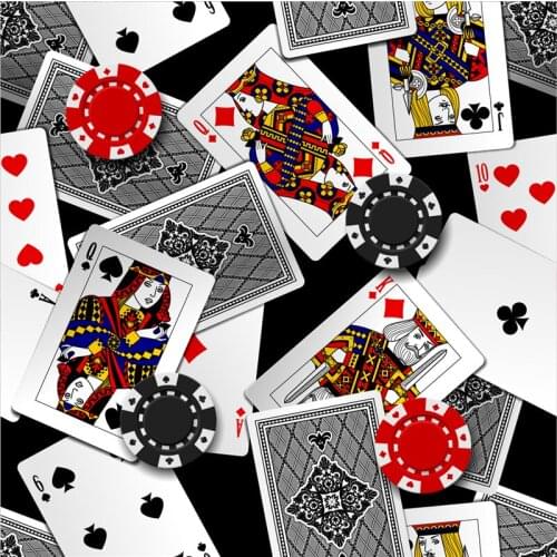 Satin cloth custom cute anime alice poker pattern dress polyester cloth DIY sewing patchwork Y2