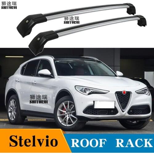 SHITURUI 2Pcs Roof Bars for ALFA ROMEO Stelvio SUV 2017-2021 Aluminum Alloy Side Bars Cross Rails Roof Rack Luggage Carrier