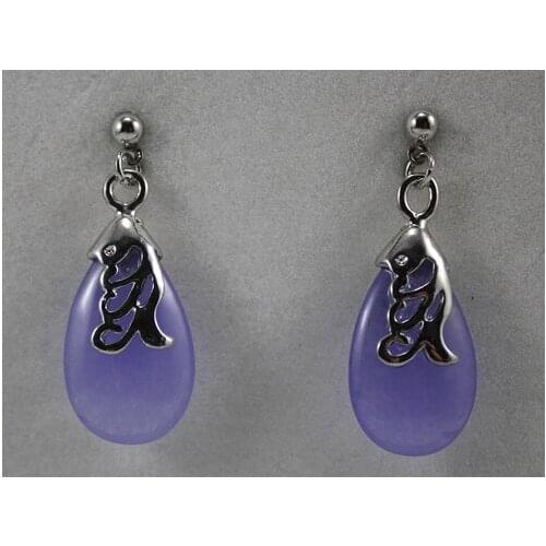 Free Shipping ER000102 Elegant Natural jade Drop Earring